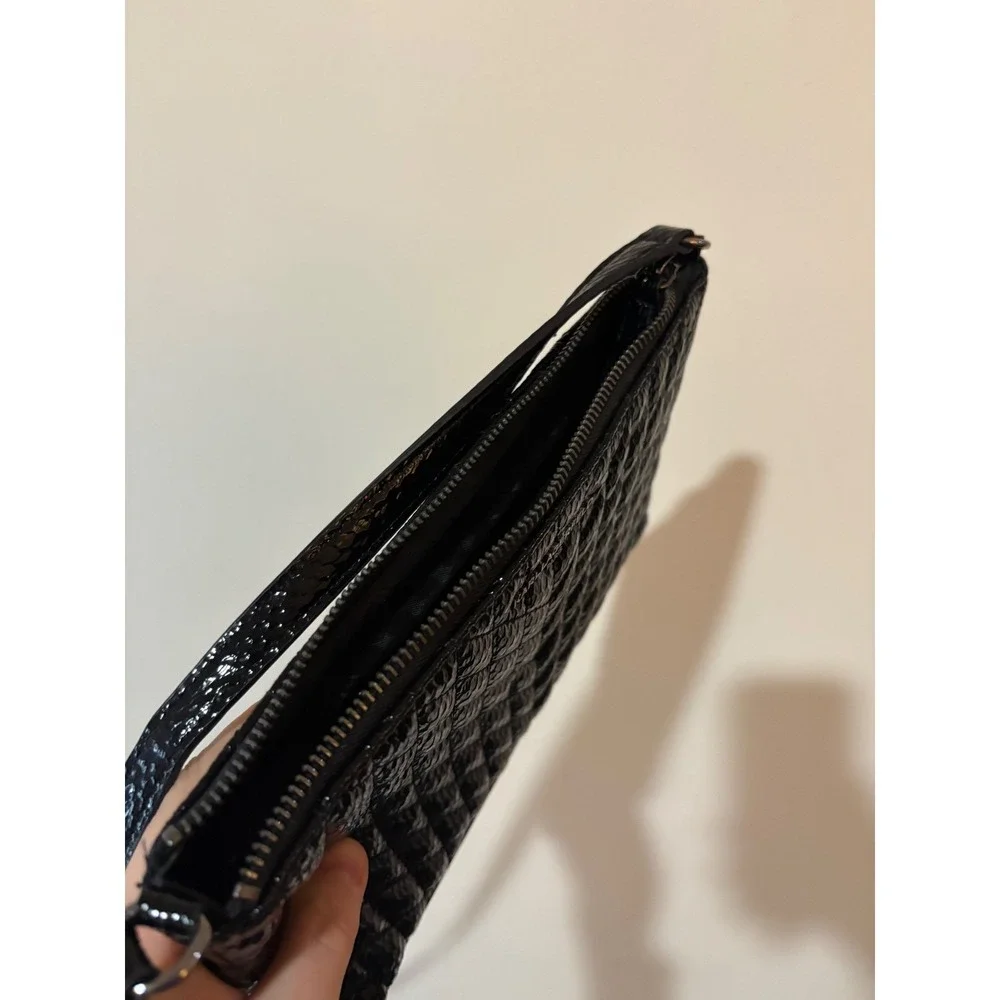 Karl Lagerfeld Paris Quilted Patent Leather‎ Cosmetic Pouch Black